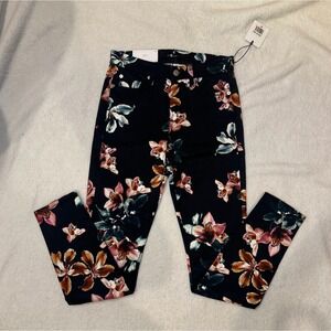 7 For All Mankind Super Skinny Floral Print Jeans Black Orchid Women's Size 25